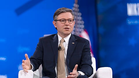 Speaker of the House Mike Johnson, R-La., speaks at the Conservative Political Action Conference, CPAC, at the Gaylord National Resort & Convention Center, Thursday, Feb. 20, 2025, in Oxon Hill, Md.