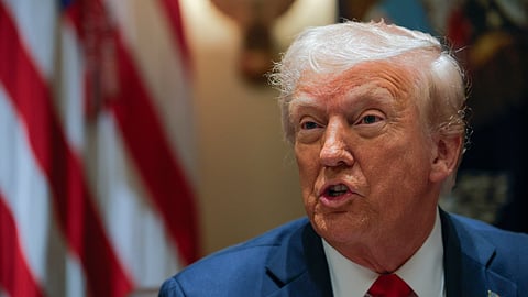 President Donald Trump speaks during a Cabinet meeting at the White House in Washington,
