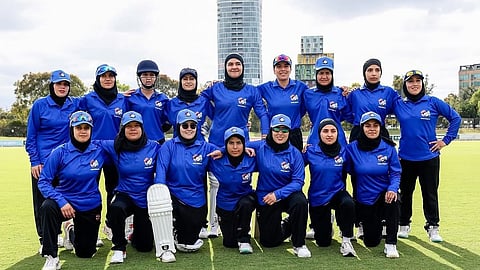 Afghanistan cricketers at the Junction Oval, Melbourne during the exhibition match against Cricket Without Borders XI