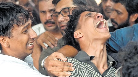 Muhammad Shahabaz’ friend inconsolable at Thamarassery Madrassa, where the body was kept for public to pay homage.