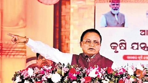 CM addresses the gathering in Keonjhar