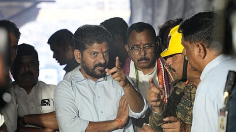 Chief Minister A Revanth Reddy visits the SLBC Tunnel Collapse site along with ministers and other officials