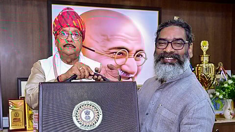 Jharkhand Chief Minister Hemant Soren with Finance Minister Radhakrishna Kishore.