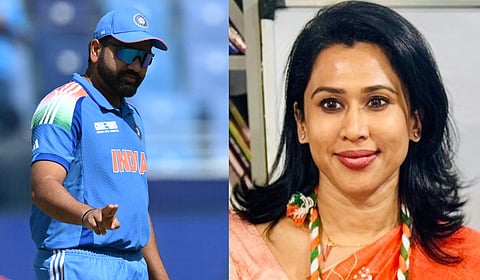 Indian captain Rohit Sharma (L); Congress spokesperson Shama Mohamed.
