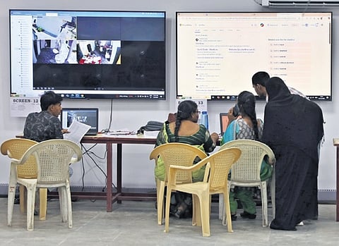 Officials monitor operations through the control room in TGBIE office in Hyderabad.