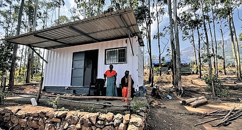 The couple at the container house sponsored by Arikomban Fans Association