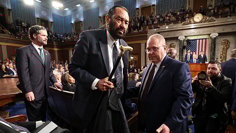 Rep. Al Green, D-Texas, is removed from the chamber as US President Donald Trump addresses a joint session of Congress at the Capitol in Washington, Tuesday, March 4, 2025.