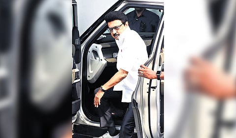 CM MK Stalin arrives at the secretariat for the all-party meeting.