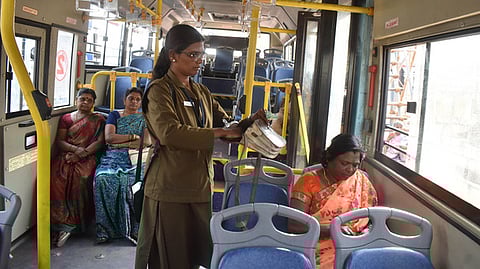 Image used for representational purposes only. A TNSTC bus conductor in Coimbatore.