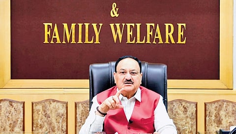 Union Minister JP Nadda addresses on the Jan Aushadhi Diwas on Friday