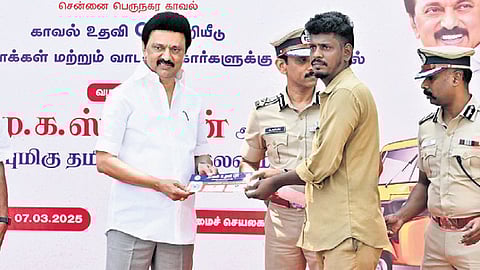 During the launch on Friday, CM MK Stalin distributed QR code-based assistance system to a few auto-rickshaw drivers