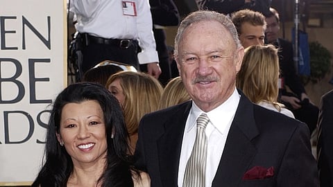 Actor Gene Hackman arrives with his wife Betsy Arakawa, for the 60th Annual Golden Globe Awards in Beverly Hills, Calif., Sunday, Jan 19, 2023.