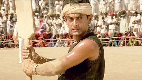 A still of Aamir Khan from the movie 'Lagaan'
