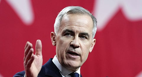 Mark Carney, Leader of the Liberal Party of Canada, speaks after being announced the winner at the Liberal Leadership Event in Ottawa, Ontario, Sunday, March 9, 2025.