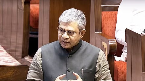 Union Minister Ashwini Vaishnaw speaks in the Rajya Sabha