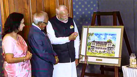Prime Minister Narendra Modi during a meeting with Mauritius President Dharam Gokhool, in Mauritius, on Tuesday, March 11, 2025.