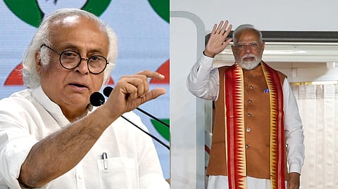(L) Congress General Secretary in Charge of Communications Jairam Ramesh; (R) Prime Minister Narendra Modi.