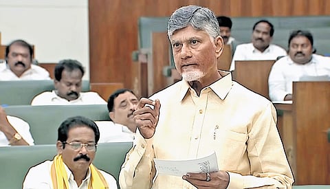 CM Nara Chandrababu Naidu speaking in the Assembly on Wednesday