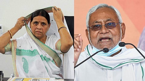 (L) Former Bihar Chief Minister Rabri Devi (R) Bihar Chief Minister Nitish Kumar