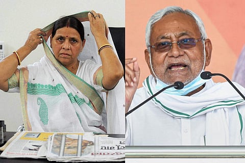(L) Former Bihar Chief Minister Rabri Devi (R) Bihar Chief Minister Nitish Kumar