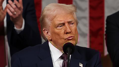 President Donald Trump addresses a joint session of Congress at the Capitol in Washington