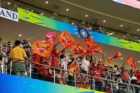 Fans enjoy an IPL match from the hospitality stands during the 2024 season