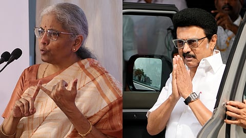 Union Minister Nirmala Sitaram (L), TN CM MK Stalin ( R)