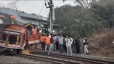 A truck collided with Mumbai-Amravati Express at Bodwad Railway station between Bhusawal and Badnera sections of the Bhusawal division on Friday.