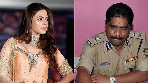 A collage of actor Ranya Rao (L), recently arrested in a gold smuggling case, and her stepfather, DGP-rank officer K Ramachandra Rao (R).