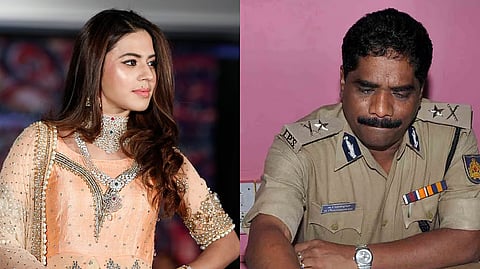 A collage of actor Ranya Rao (L), recently arrested in a gold smuggling case, and her stepfather, DGP-rank officer K Ramachandra Rao (R).