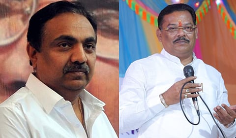 Shiv Sena leader and Maharashtra minister Sanjay Shirsat (R) claimed that NCP (SP) politician Jayant Patil (L) would cross over to Ajit Pawar-led NCP.