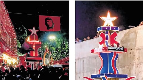 Screengrabs of tableaux put up by CPM activists during temple festivals in Kannur