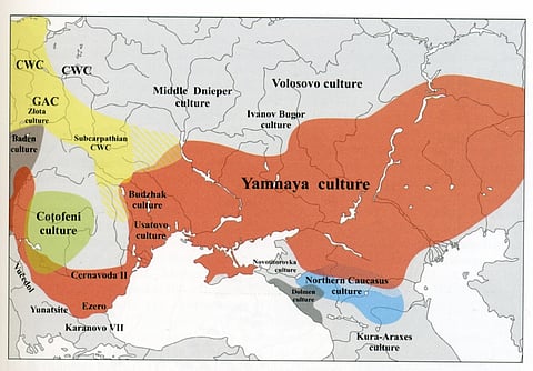 A map of the area where the Yamnaya culture is believed to have existed