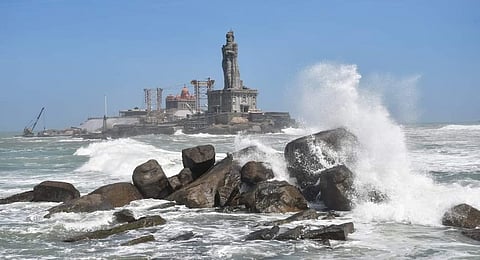 High tides at Kanyakumari beach