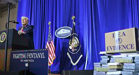 US President Donald Trump speaks at the Department of Justice in Washington, DC, on March 14, 2025.