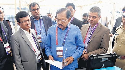 Home Minister G Parameshwara at the Cybercrime Investigation Summit-2025 in Bengaluru on Saturday.