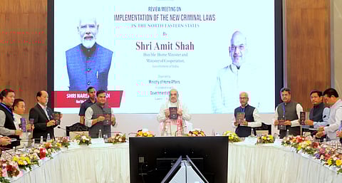 Union Home MInister Amit Shah in a review meeting with Chief Ministers of the Northeast in Guwahati.