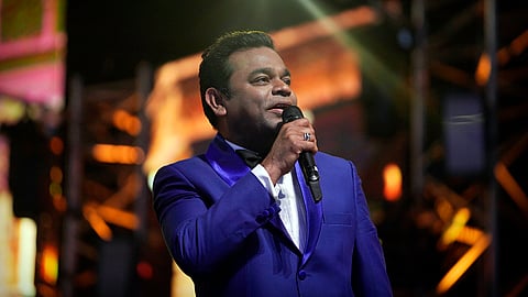 In this photo from June 8, 2022, music composer AR Rahman speaks at the 22nd edition of the International Indian Film Academy (IIFA) Awards 2022 in Abu Dhabi.