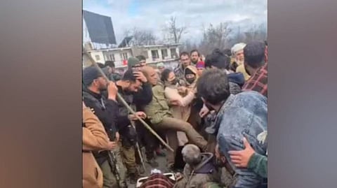 The video of a police officer kicking the women protestors have gone viral on social media, triggering outrage.