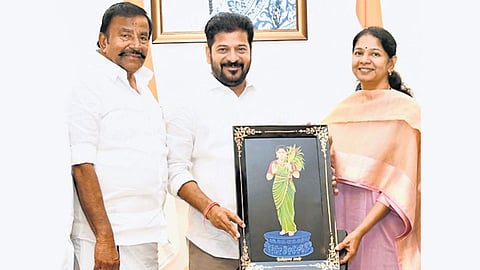 Recently, when Chief Minister A Revanth Reddy met Union Minister S Jaishankar, as well as a DMK delegation in Delhi, the memento of choice on both occasions was the ‘Telangana Thalli’ photo frame.