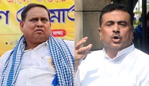 TMC MLA Humayun Kabir (L); BJP leader and LoP in WB Assembly Suvendu Adhikari.