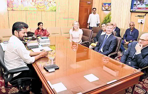 Chief Minister A Revanth Reddy and Chris Kempczinski, chairman & CEO, McDonald’s, meet in Hyderabad on Wednesday.