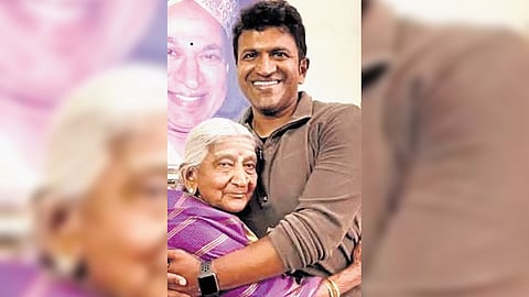 Nagamma with her nephew, Puneeth Rajkumar.