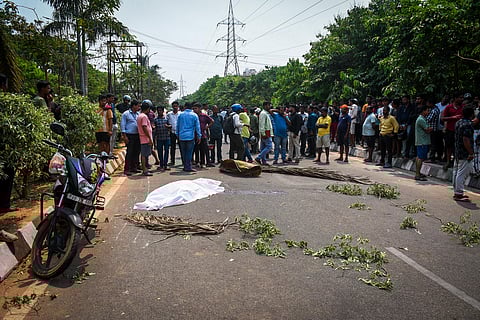 A grocery shopkeeper, Soumya Ranjan Sahu of Paikarapur died after a private college bus run over him near Sum hospital in Bhubaneswar on Tuesday.