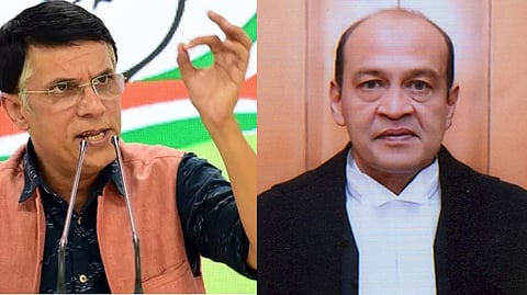 Congress' media and publicity department head Pawan Khera (L), Delhi High Court judge Justice Yashwant Varma.