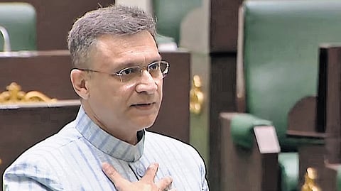 AIMIM floor leader Akbaruddin Owaisi speaks during the Assembly session.