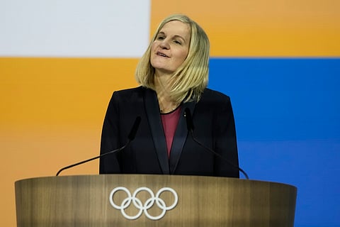 Kirsty Coventry speaks after she was announced as the new IOC President at the International Olympic Committee 144th session in Costa Navarino (Photo | AP)
