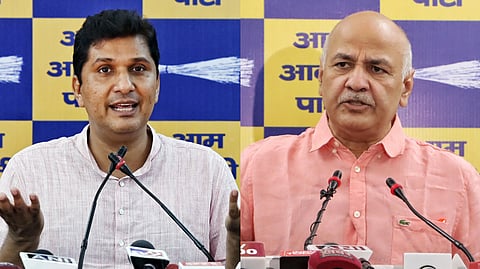 A collage of AAP leaders Saurabh Bharadwaj (L) and Manish Sisodia (R).