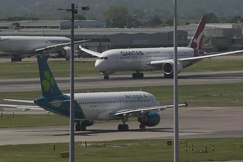Airplanes are seen at Heathrow Airport in London May 27, 2023.