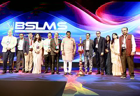Industries and Infrastructure Development Minister MB Patil at the inauguration of the Bharat Summit of Laser Medicine and Surgery 2025 in Whitefield, Bengaluru.